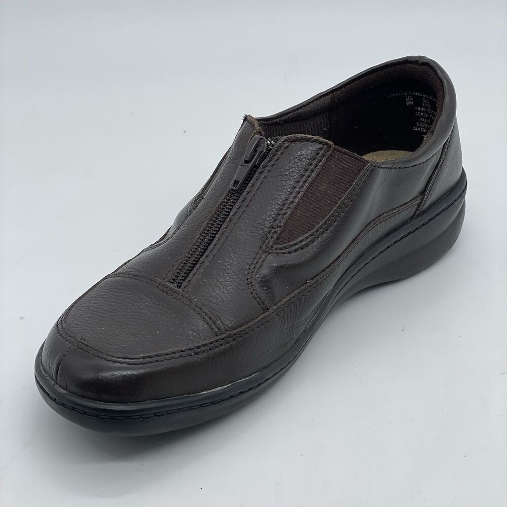 Thom McAn Comfort Slip on Shoes Women's US 9M EU 41.5 Brown Gorah Leather